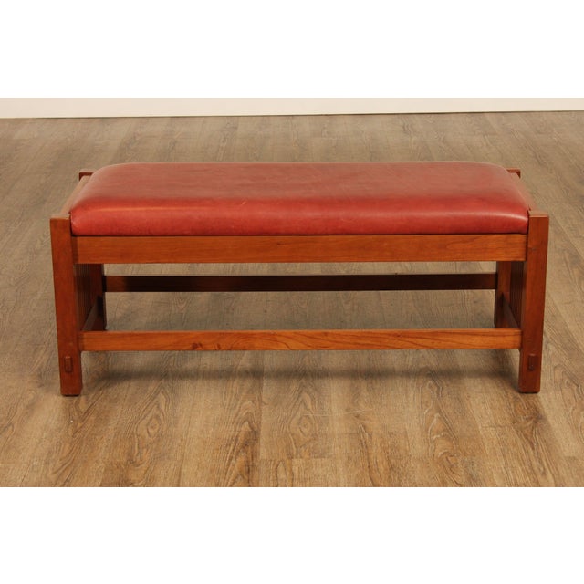 Stickley Mission Collection Cherry Spindle Bench For Sale - Image 11 of 18
