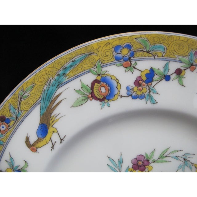 Ceramic Minton China Exotic Bird of Paradise & Flower Sinclair 10 1/4" Dinner Plate Pair For Sale - Image 7 of 8