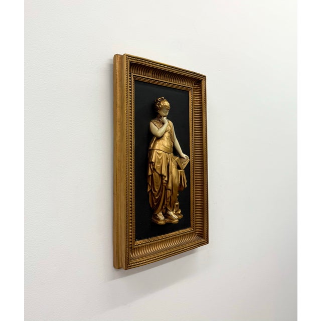 Vintage Neoclassical Gilt Figural Wall Plaque For Sale In West Palm - Image 6 of 6