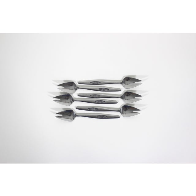 1960’s Vintage Stainless Steel Ice Cream Forks Set of Six Spork, Dessert Buffet Spoon Fork Knife Splayd For Sale - Image 9 of 11