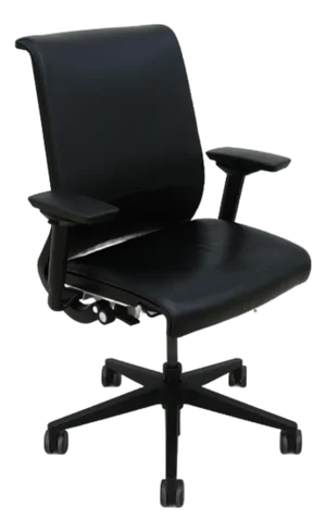 Steelcase Think Ergonomic Executive Desk Chair in Black Leather, Fully Adjustable