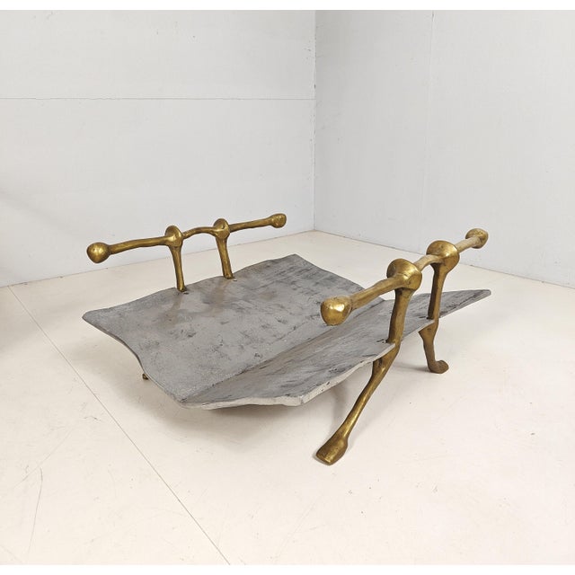 Magazine Rack in Bronze and Aluminium by David Marshall, 1980s For Sale - Image 11 of 11