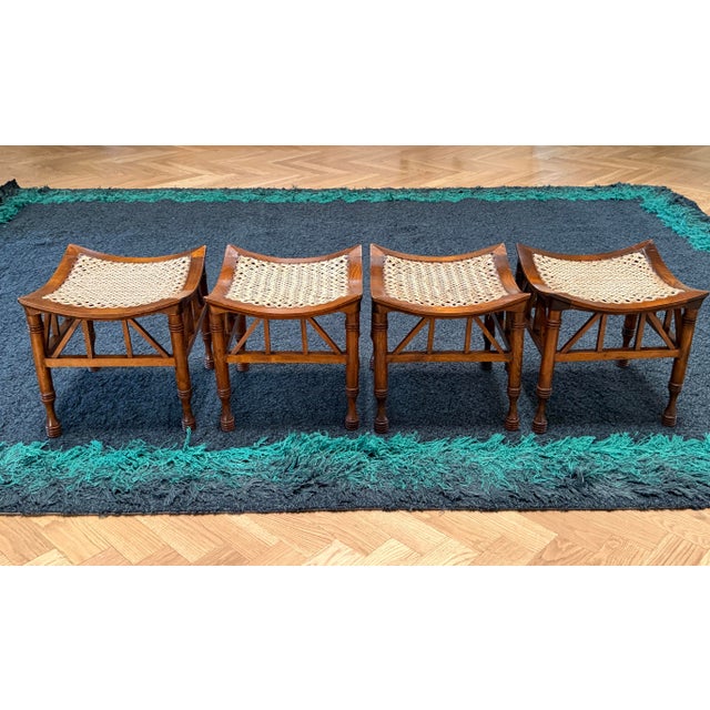 Brown Early 20th Cent. Thebes Stools Attributed to Liberty & Co. - Set of 4 For Sale - Image 8 of 12