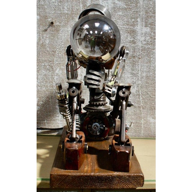 Mid-Century Handcrafted Novelty Steampunk Robot Lamp For Sale - Image 4 of 10