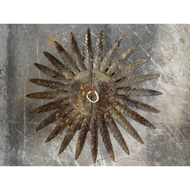 Metal Mid Century Sunburst Ceiling Fixture With Glass Tulip For Sale - Image 7 of 13
