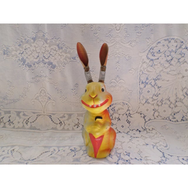 This is A Fabulous! Antique Extremely Rare Palmer Cox Brownie Paper Mache Halloween Rabbit Candy Container with Spring...