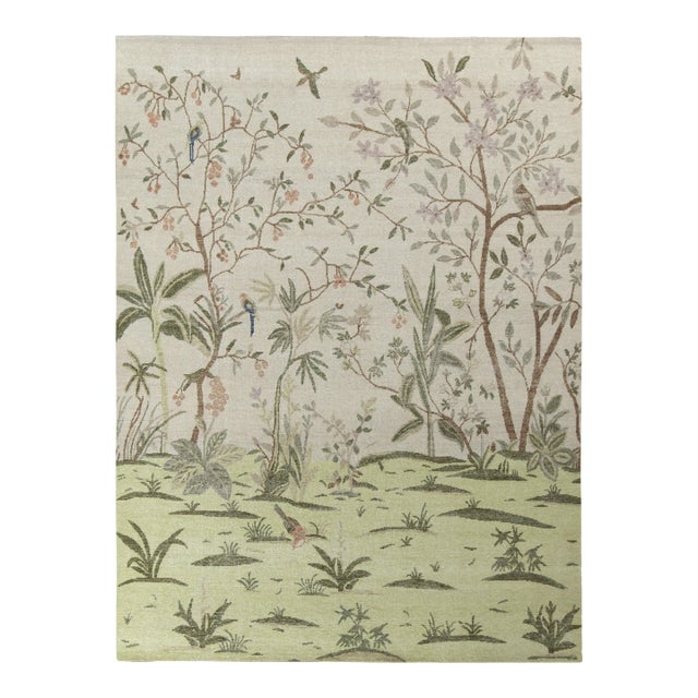 Rug & Kilim’s Mural Rug in Green, 5x7 For Sale