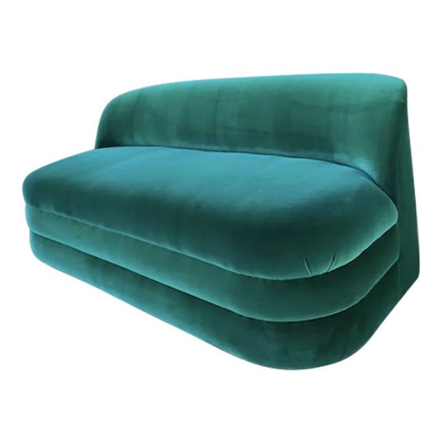 1970s Emerald Green Upholstered Settee by Paul Evans for Directional For Sale