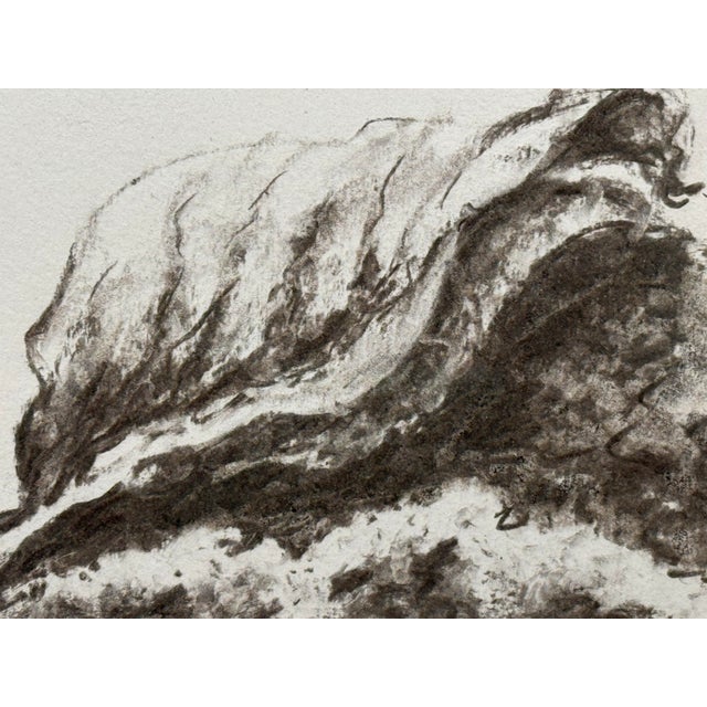 2020s Contemporary Charcoal Drawing on Rag Paper, With Wood Gilt Frame and Uv Plexiglass Face For Sale - Image 5 of 7