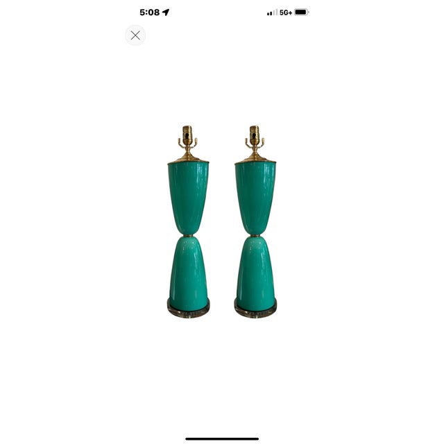 Pair of Vintage Murano Glass Lamps For Sale - Image 11 of 11