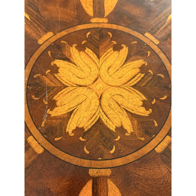 1980s Tall Marquetry Top Center Table From Maitland Smith For Sale - Image 9 of 12