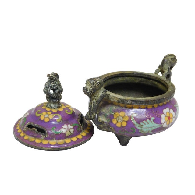 Chinese Metal Enamel Cloisonne Incense Burner Chairish