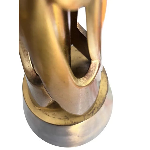 Gold Rare Vintage Mid Century Modern Atomic Brass Lamp Hollywood Regency Gold Brutalist For Sale - Image 8 of 12