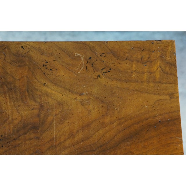 Mid Century French Louis XVI Style Crotch Walnut Nesting Tables Set of Three For Sale - Image 9 of 18