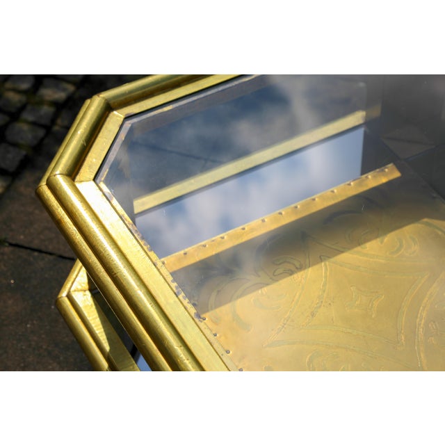 Vintage Octagonal Brass Coffee Table by Rodolfo Dubarry, 1970s For Sale - Image 11 of 17