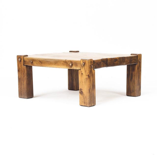 Mid-Century Brutalist Rustic Coffee Table in Oak For Sale - Image 11 of 11