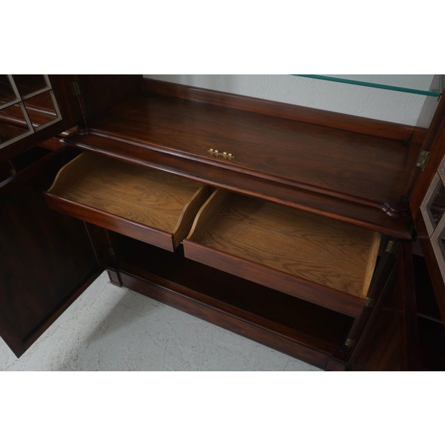 Wood John Widdicomb Vintage Large Walnut Gothic Design Breakfront Display Bookcase For Sale - Image 7 of 18