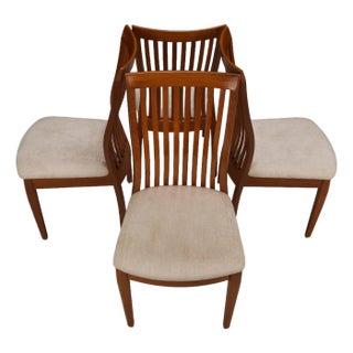 Set of 4 Benny Linden Solid Teak Slat Back Dining Chairs Mid Century Modern Scandinavian For Sale