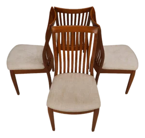 Set of 4 Benny Linden Solid Teak Slat Back Dining Chairs Mid Century Modern Scandinavian