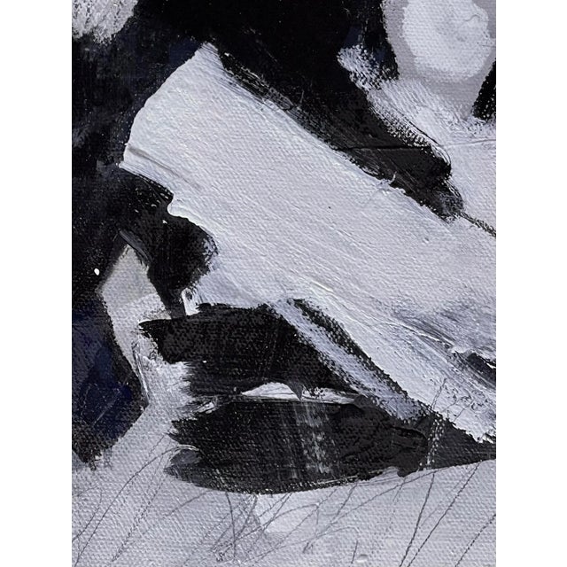 2020s “Collected Memories" Modern Black Grey Original Abstract Diptych Painting by Michele Zuzalek - Set of 2 For Sale - Image 5 of 6