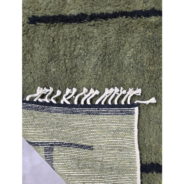 Green Contemporary Moroccan Wool Rug - 9.9 X 8.4 Ft For Sale - Image 4 of 6
