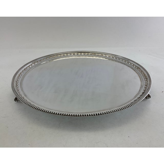 1980s Silver Wonderful Beaded Salver With Feet. For Sale - Image 9 of 15