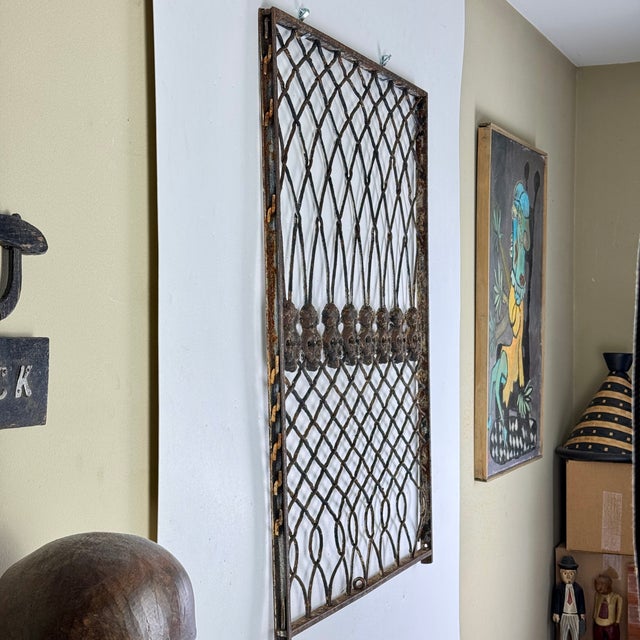 Early 20th Century Architectural Salvage New York City Metal Window Grate in Multi Design Bent Wires For Sale - Image 9 of 15