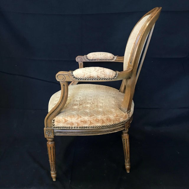 Louis XVI Walnut Armchairs or Fauteuils -A Pair For Sale - Image 4 of 9