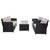 Black Vellor 4-Piece Living Set, Black/Light Grey Cushion For Sale - Image 8 of 9