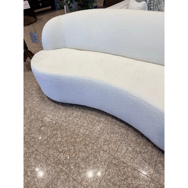 Off-white New Bernhardt Mid Century Style Curved Cloud Sofa For Sale - Image 8 of 11
