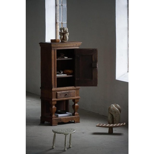 French Baroque Rustic Oak Cabinet with Paneled Door, Mid-19th Century For Sale - Image 4 of 18