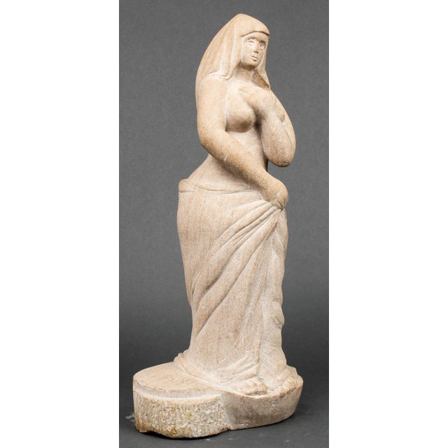 Mid-Century Modern J. Todak Nude Woman Carved Stone Sculpture For Sale - Image 3 of 8
