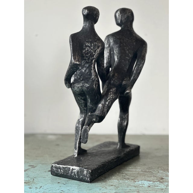 Vintage Brutalist Statue of Running Man & Woman Couple Holding Hands - by Austin Productions 1968 For Sale - Image 6 of 12
