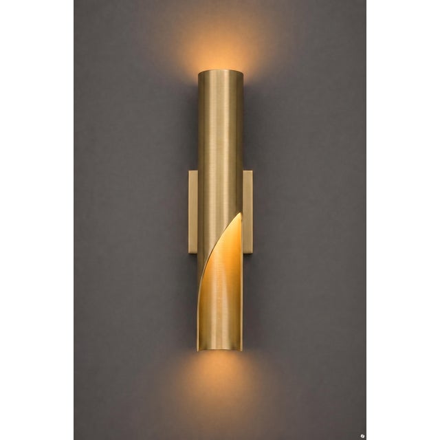 Mid-Century Modern Mid-Century Modern Brass Cylinder Wall Sconces - Handcrafted Antique Look - a Pair For Sale - Image 3 of 6