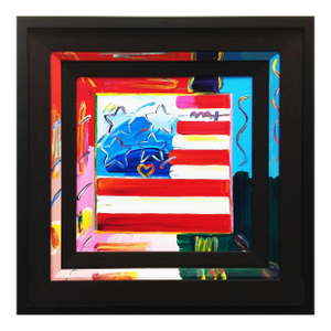 Peter Max, Flag (Custom Framed Original Painting on Canvas), 2013