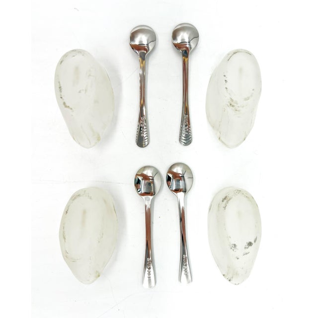 Vintage Hollywood Regency Style Silver -Plated Swan Salt Cellars With Glass Inserts and Spoons - Set of Four For Sale - Image 13 of 13