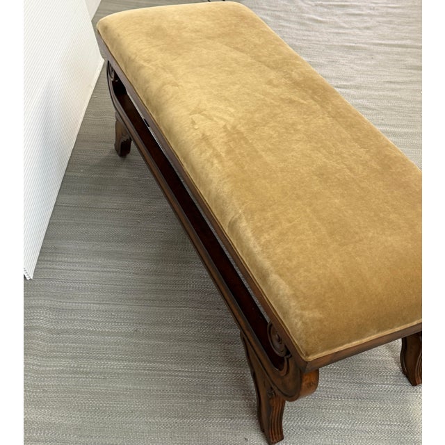Bernhardt Bernhardt Golden Velvet Bench For Sale - Image 4 of 12