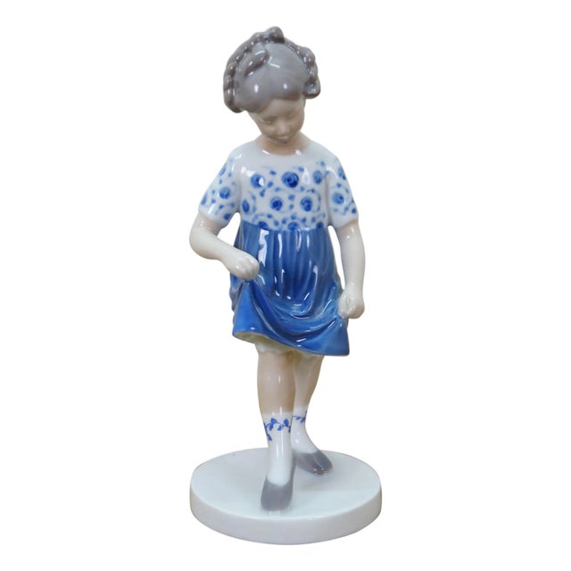 Rare 1990 Bing & Grondahl Porcelain My Favorite Blue Dress Figurine 2586 For Sale