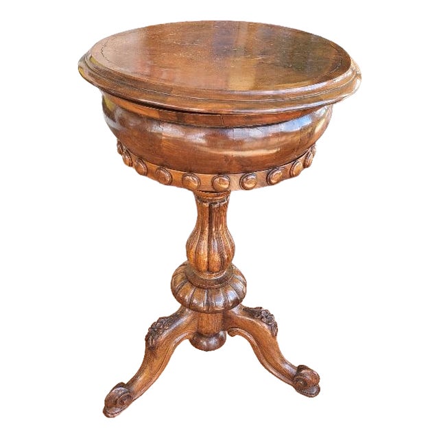 Victorian Coffee Table with Column Base, 1800s For Sale