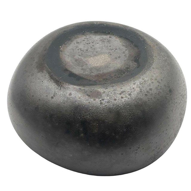 Black Mid 20th Century Italian Murano Black Art Glass Bowl Signed Boudin Murano For Sale - Image 8 of 9