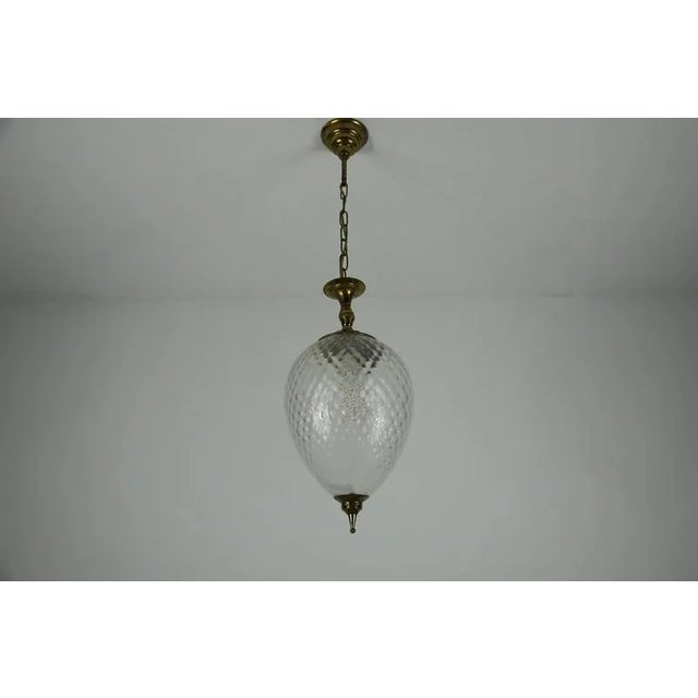 Metal Mid-Century Modern Italian Pendant Lamp in Brass and Glass, 1960s For Sale - Image 7 of 18