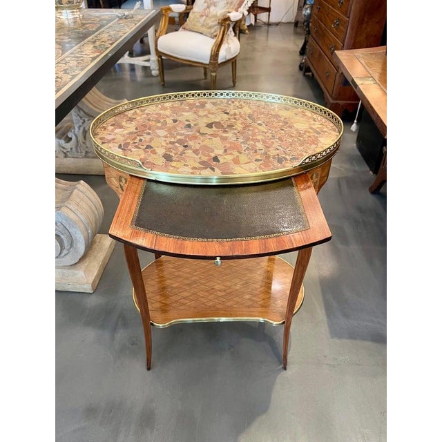 French 19th Century French Louis XV-Style Marquetry Side Table For Sale - Image 3 of 13