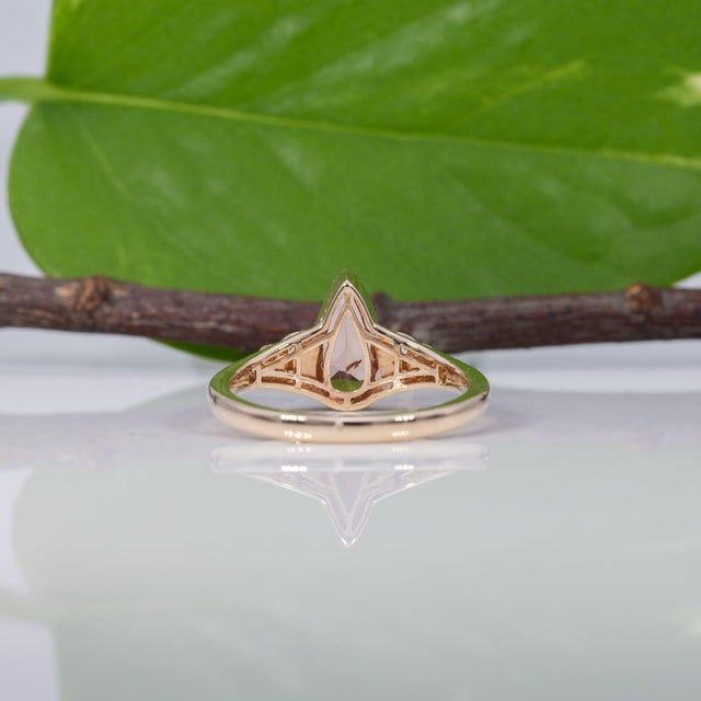 Orange 1.1Ct Imperial Topaz Ring With Natural Diamond Accents: Solid 14k Gold, 10x5mm, Size 6.75 For Sale - Image 8 of 9