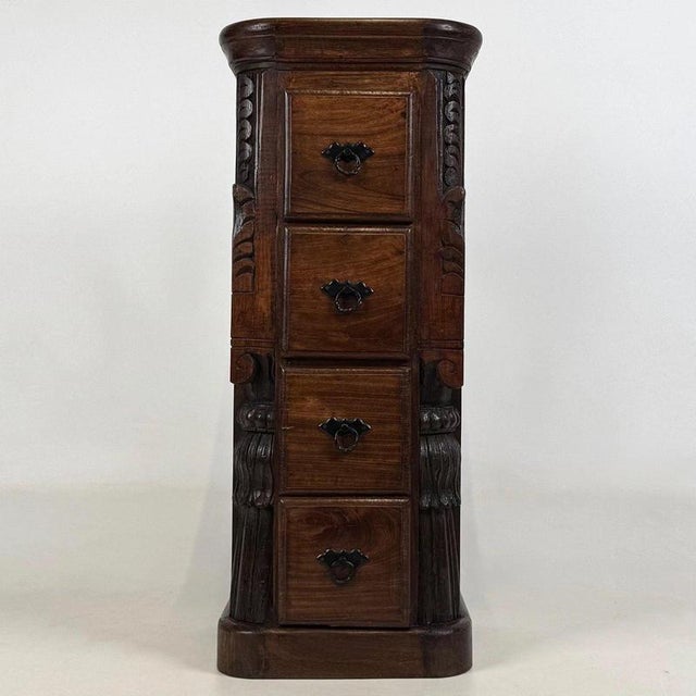 Antique Indian Carved Rosewood Chest of Drawers, 1900s For Sale - Image 4 of 14
