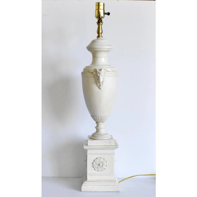 English Vintage Mid-Century Ram's Head Neoclassical Table Lamp For Sale - Image 3 of 13