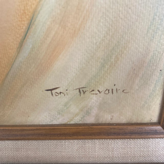 Tan Vintage Hollywood Regency Art Decco Portrait of a Woman Acrylic Painting by Toni Trevoire For Sale - Image 8 of 10