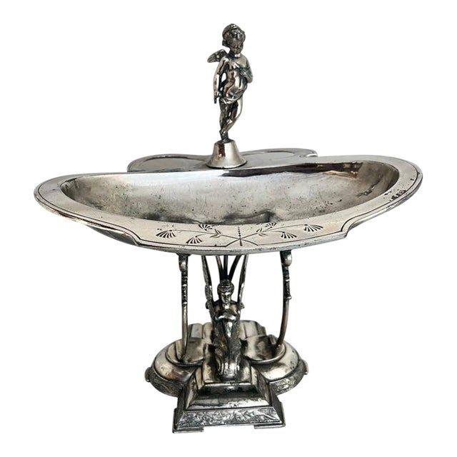Early 20th Century Ornate Wilcox Silver Plate Serving Dish, Late Victorian, Angels, Usa For Sale