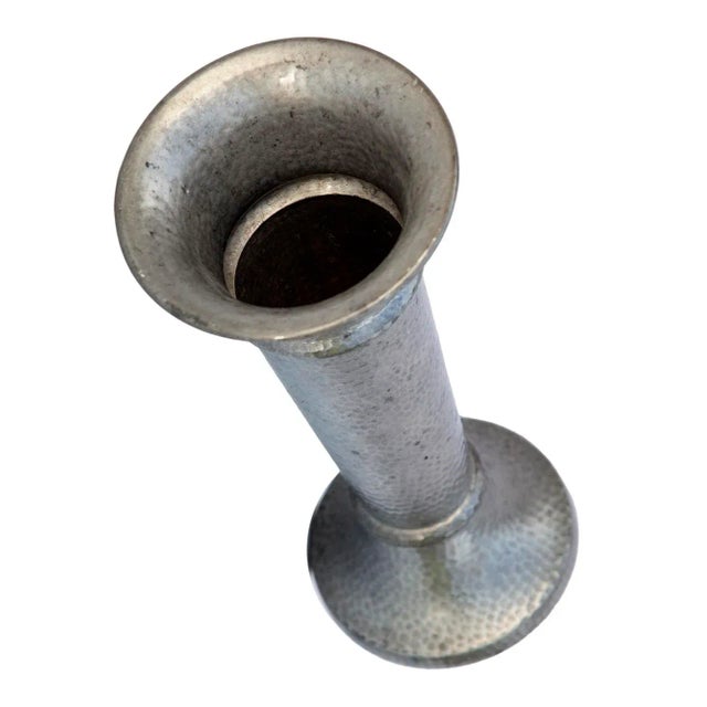Silver Mid 20th Century Hammered American Pewter Vase For Sale - Image 8 of 9