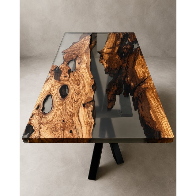 Resin and Lecce Olive Wood Table by Andrea Toffanin for Hood For Sale - Image 4 of 5