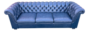 Chesterfield 3-Seater Sofa in Blue Leather